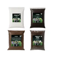 GENERICO - Pack Sustrato Turba 2 Litros + Fibra Coco 2 Litros + Perlita 2 Litros + Humus 2 Litros