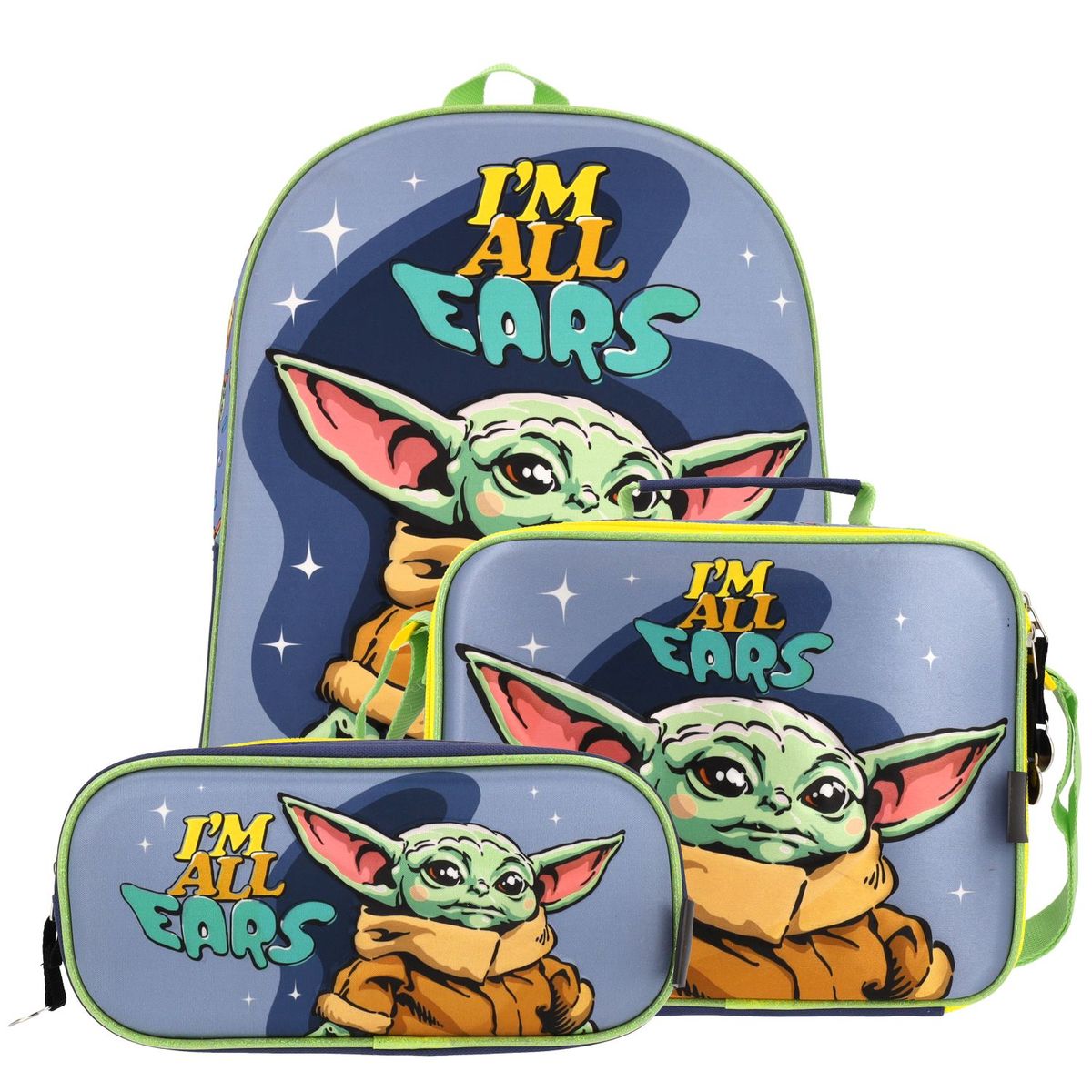 STAR WARS - Set 3 en 1 Escolar Niño Grogu Azul Star Wars