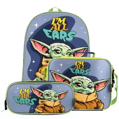 STAR WARS - Set 3 en 1 Escolar Niño Grogu Azul