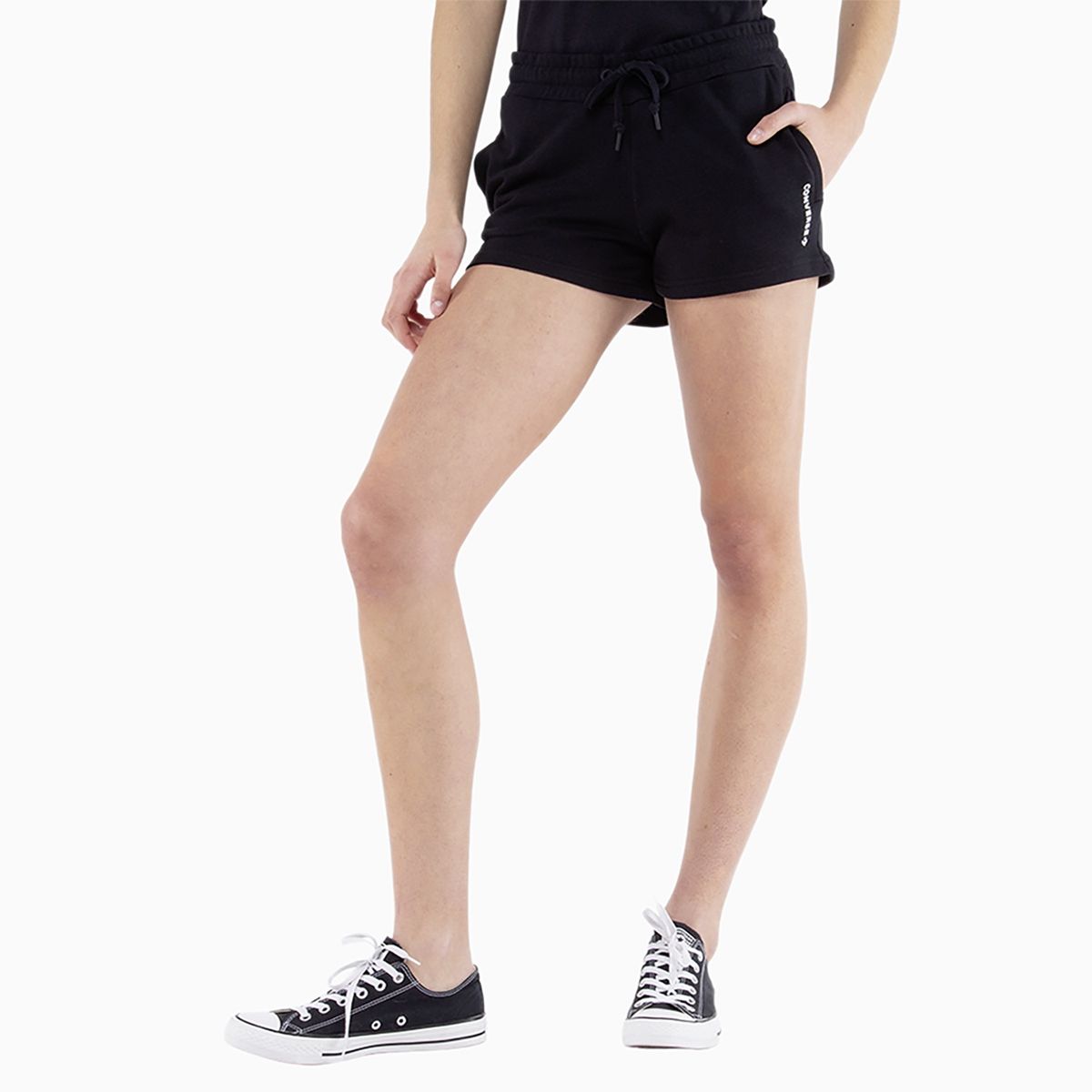CONVERSE - Short Converse Your Logo Mujer Negro
