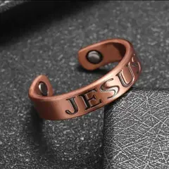 GENERICO - Anillo Magnético “JESÚS” en Cobre Premium
