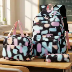 UTILISIMO - Mochila Escolar + Estuche + Lonchera Tela Oxford Niña