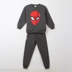 MARVEL - Conjunto Buzo Niño Spiderman Face Gris