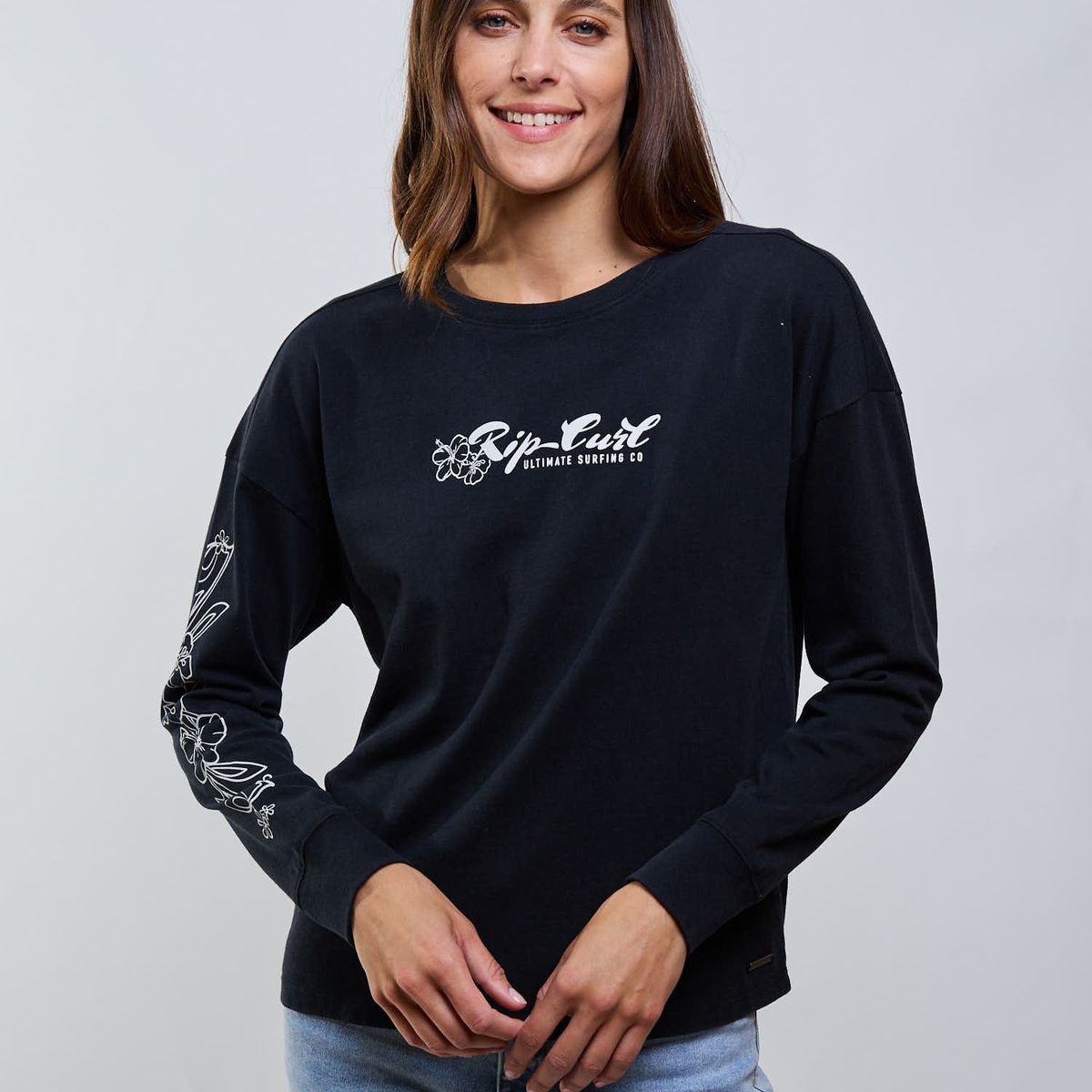 RIP CURL - Polera ML Flow Negro Mujer Rip Curl