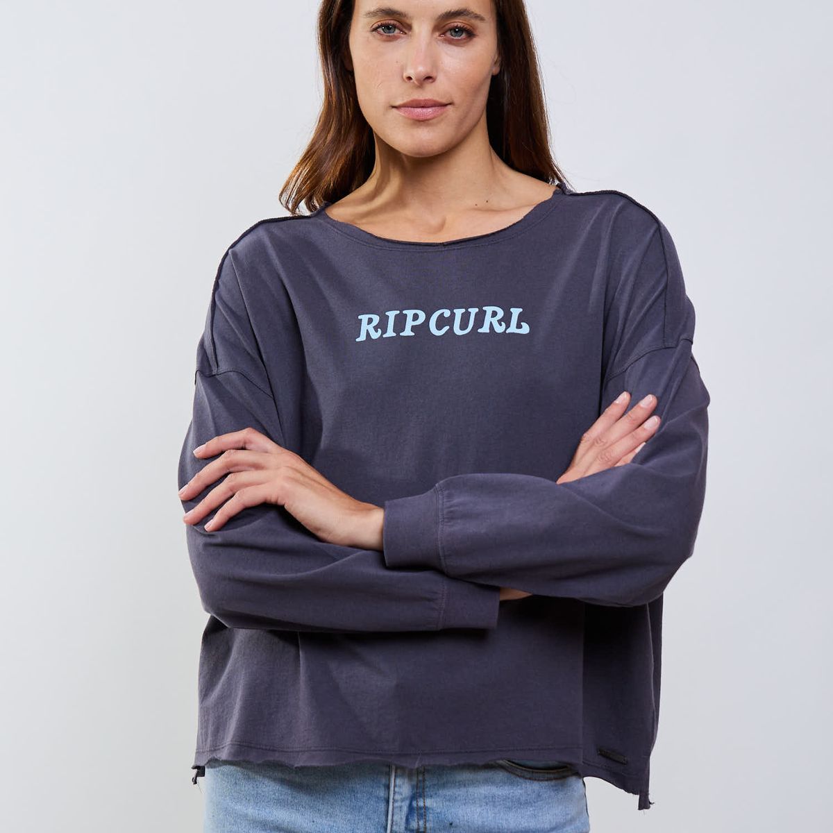 RIP CURL - Polera ML Breaker Gris Mujer Rip Curl