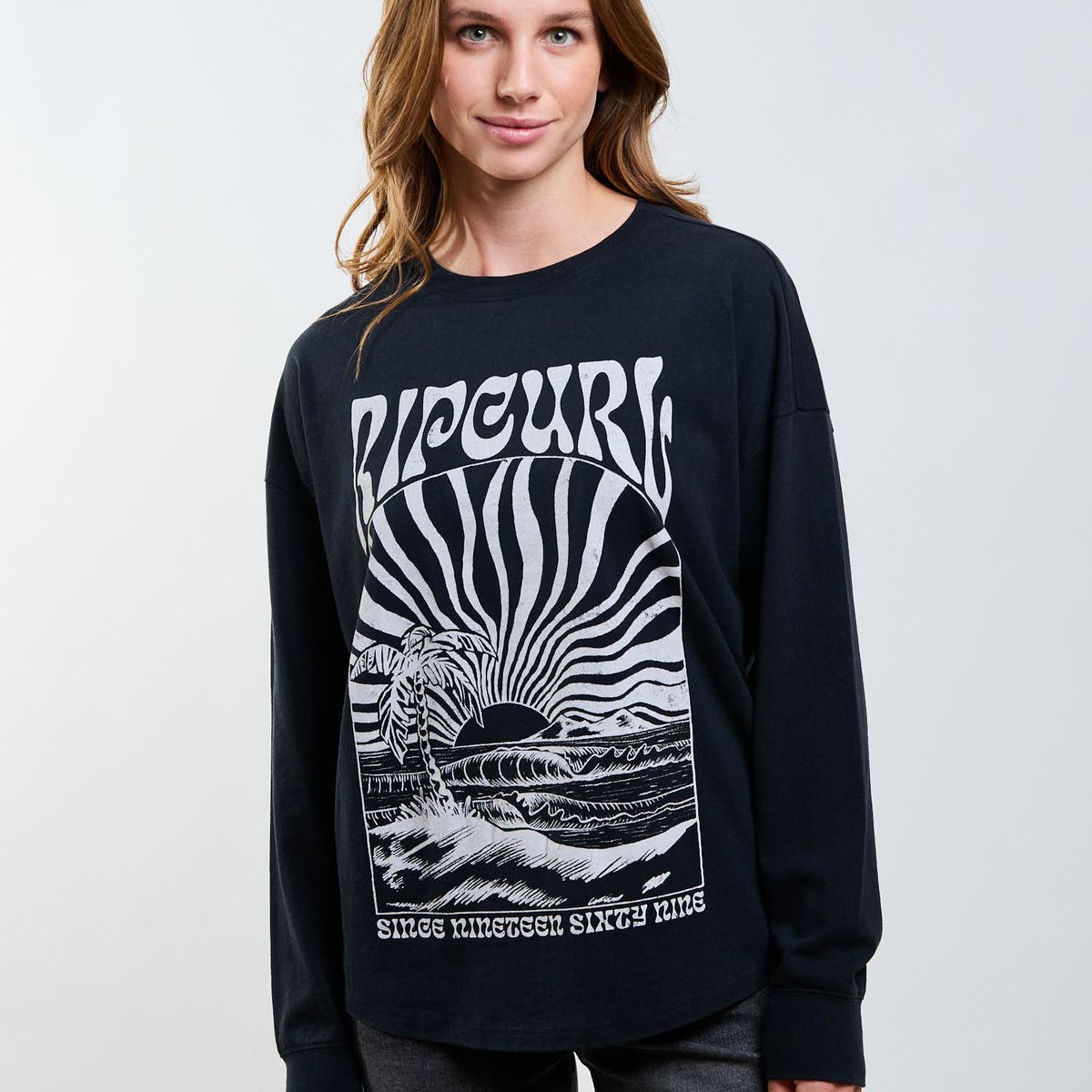 RIP CURL - Polera ML Swell Negro Mujer Rip Curl