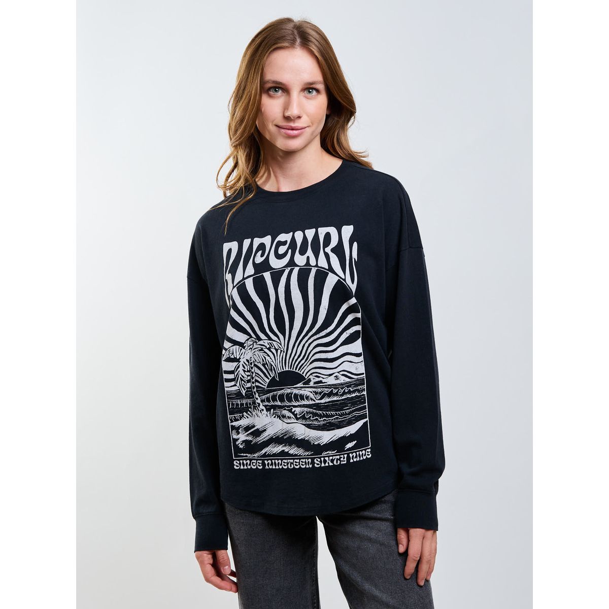 RIP CURL - Polera ML Swell Negro Mujer Rip Curl