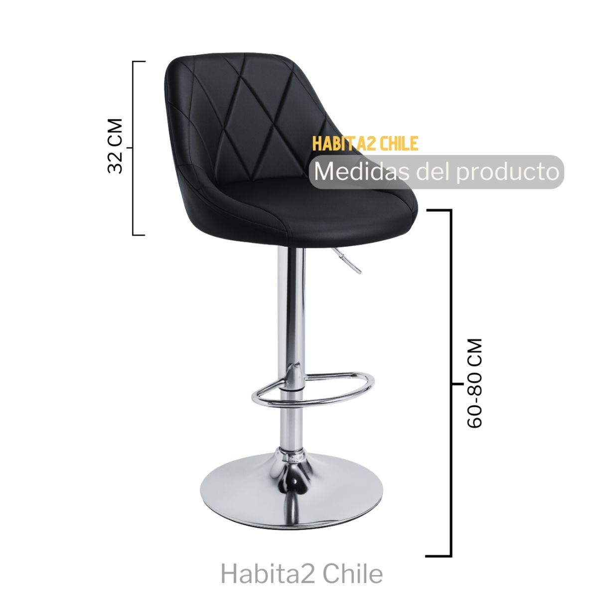 HABITA2 CHILE - SILLA DE BAR TAPIZADO EN ECOCUERO DANI