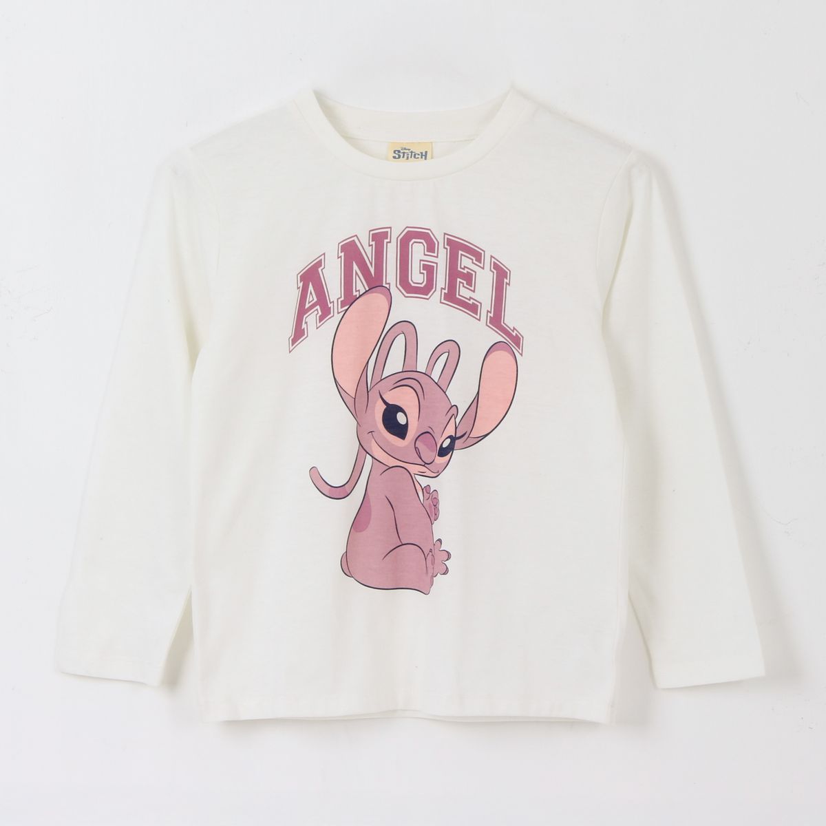 DISNEY - Polera Manga Larga Niña Angel Lilo & Stitch Blanco Disney