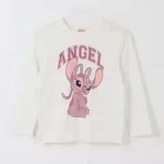 DISNEY - Polera Manga Larga Niña Angel Lilo & Stitch Blanco