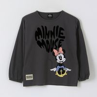 Polera Manga Larga Niña Minnie Mouse Gris Oscuro