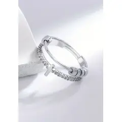 GENERICO - Anillo Ajustable Cruz Eterna con Zircones Premium