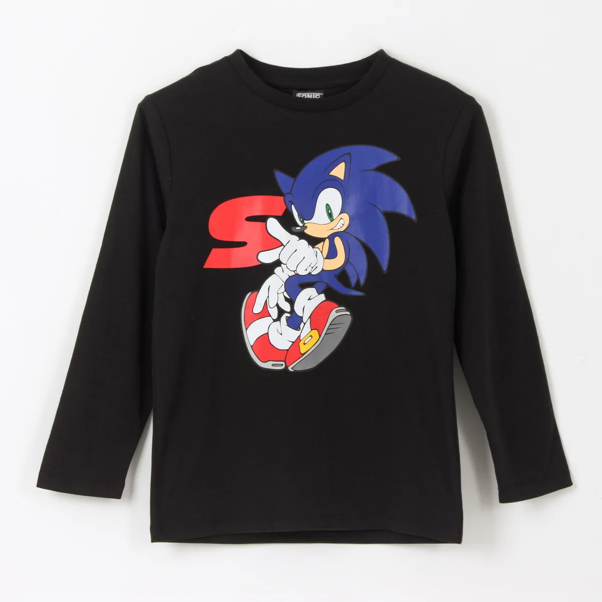 SONIC - Polera Manga Larga Niño Personaje Negro Sonic
