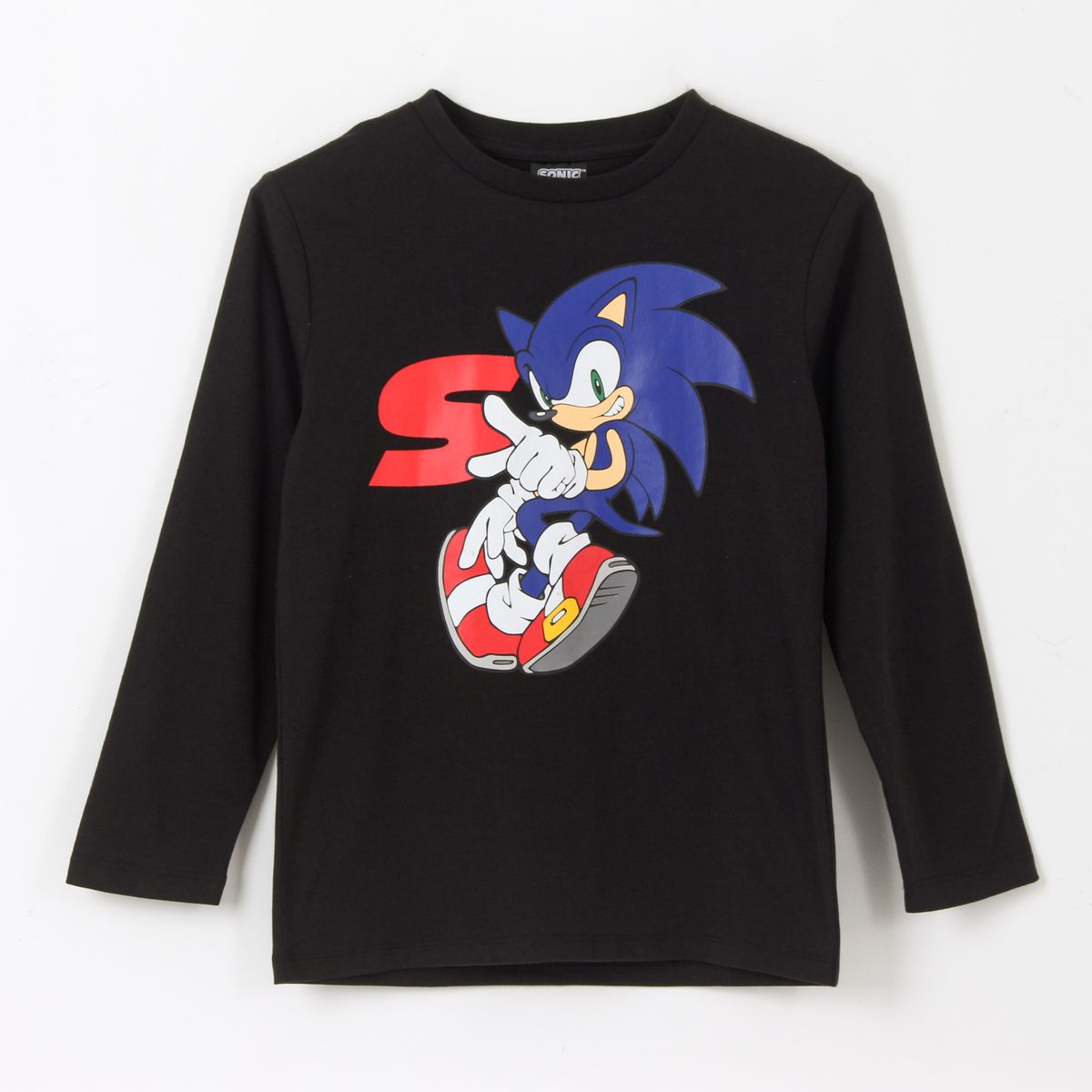 SONIC - Polera Manga Larga Niño Personaje Negro Sonic