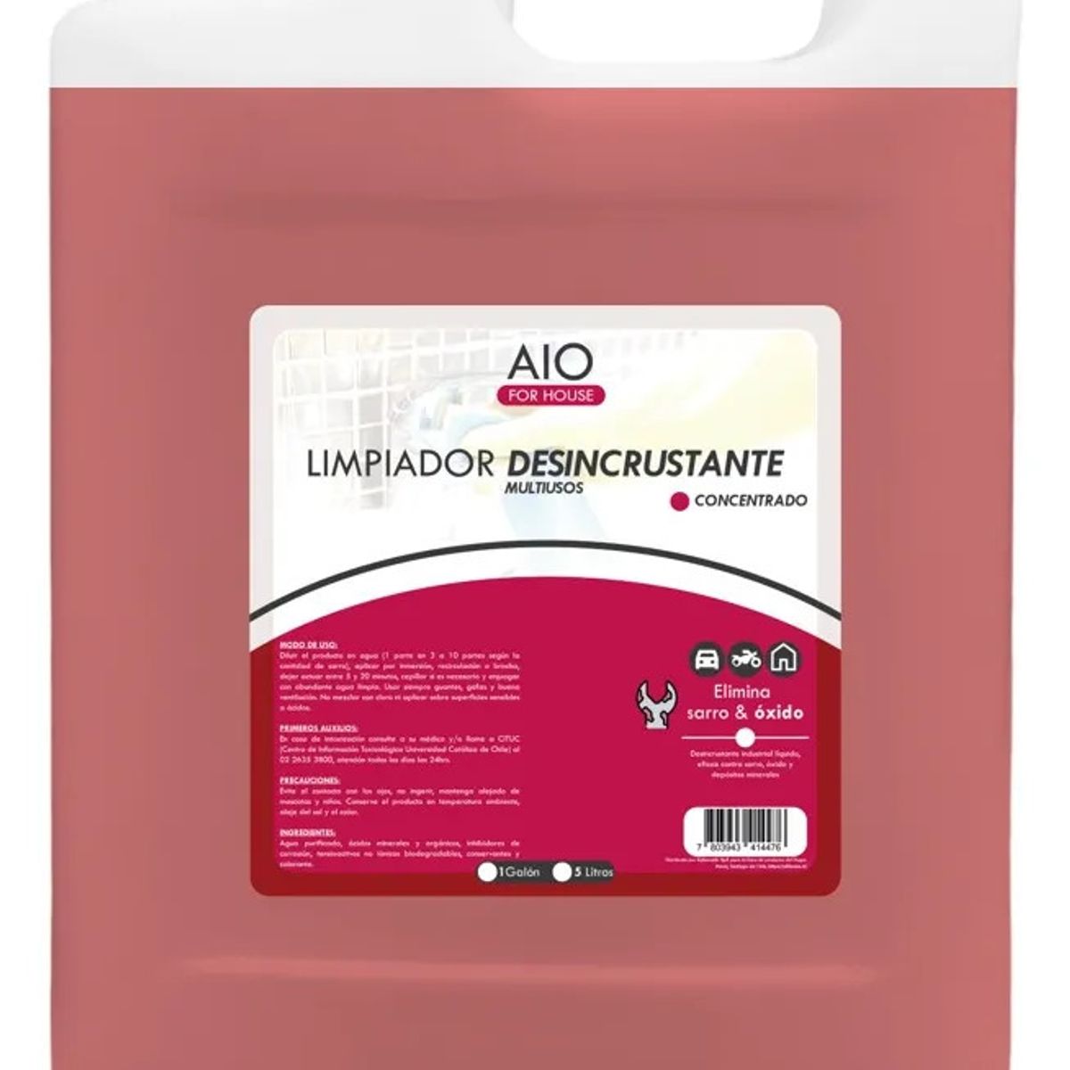GENERICO - Limpiador Desincrustante De Sarro, Cal, Oxido 5 Litros Rojo
