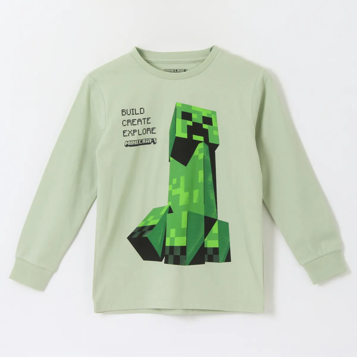 MINECRAFT - Polera Manga Larga Niño Creeper Blanco Minecraft