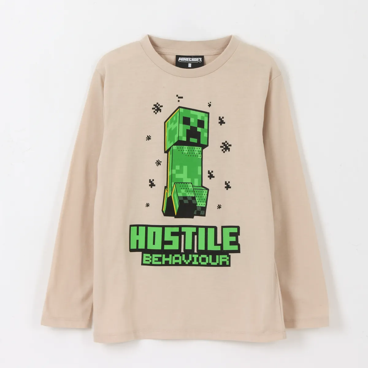 MINECRAFT - Polera Manga Larga Niño Hostile Behaviour Beige Minecraft