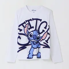 DISNEY - Polera Manga Larga Niña Lilo & Stitch Blanco