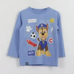 PAW PATROL - Polera Manga Larga Niño Happy Chase Azul