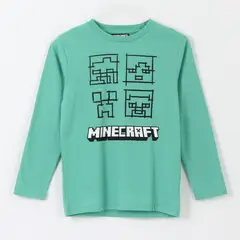 MINECRAFT - Polera Manga Larga Niño Personajes Verde