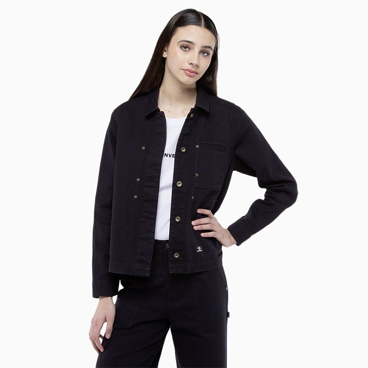 CONVERSE - Chaqueta Converse Star Chevron Mujer Negro