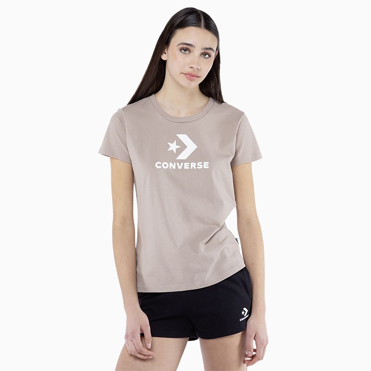 CONVERSE - Polera Converse Star Chevron Mujer Café Claro