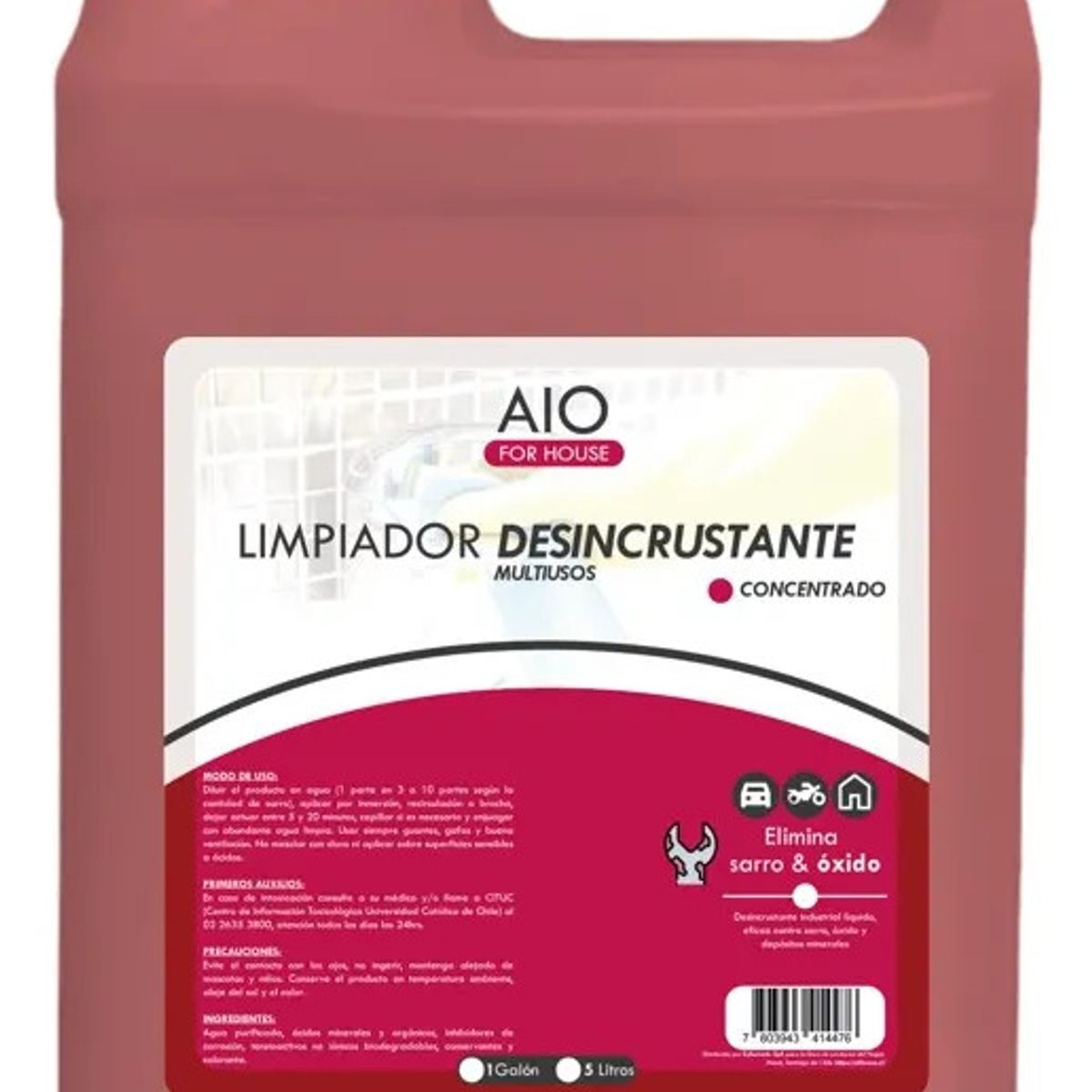 GENERICO - Limpiador Desincrustante De Sarro, Cal, Oxido 1 Galón Rojo