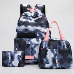 UTILISIMO - Mochila Escolar + Estuche + Lonchera Tela Oxford Azul Niña