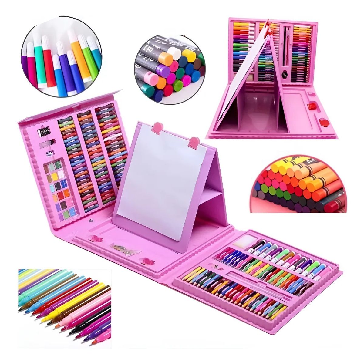 GENERICO - Lápices Pastel Acuarelables Genérica 208 Pzas Dibujo Rosa