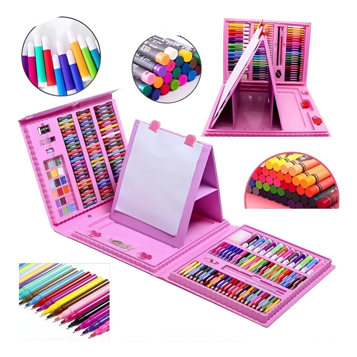 GENERICO - Lápices Pastel Acuarelables Genérica 208 Pzas Dibujo Rosa