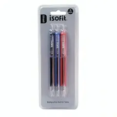 ISOFIT - Pack 2 Bolígrafos Gel 07 mm NegAzuRoj