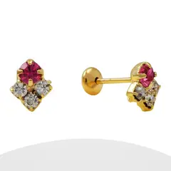 GENERICO - Aro circones con tope bebe Baño de oro Rosado 18k