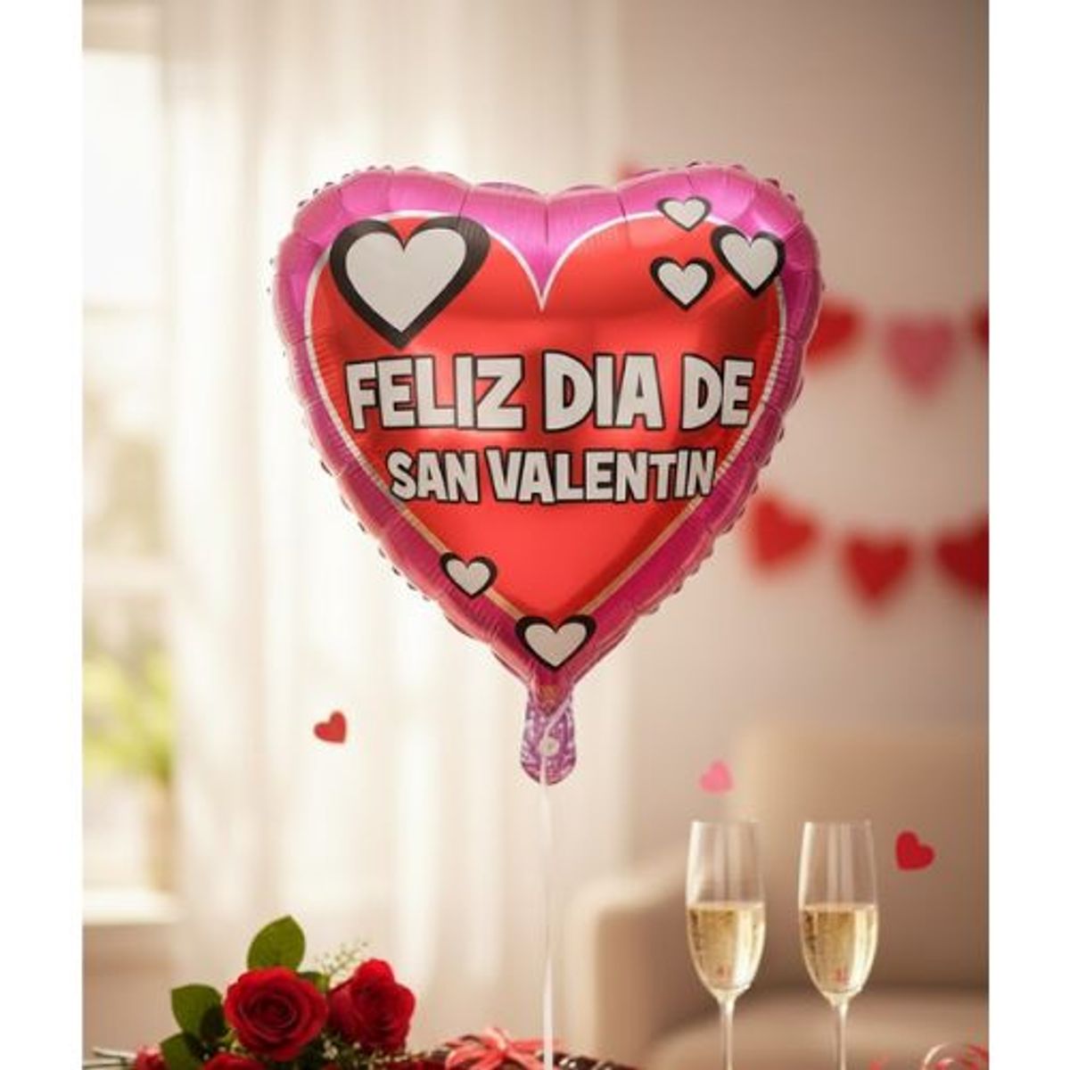 GENERICO - Globo Metálico 18 Corazón Feliz Dia de San Valentín 1 Unidad