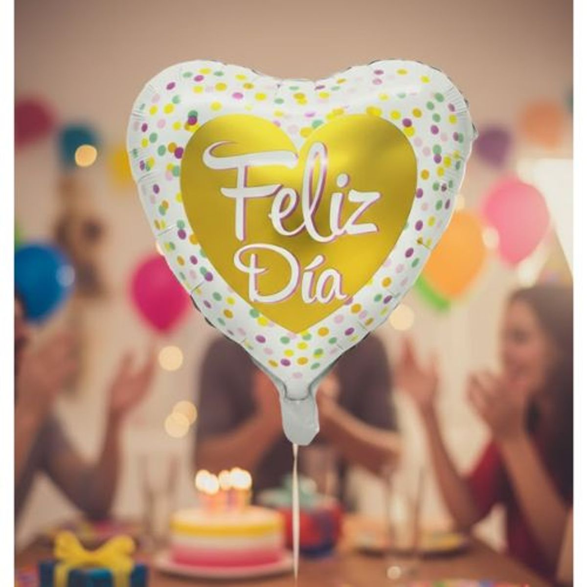 GENERICO - Globo Metálico 18 Corazón Feliz Día Golden