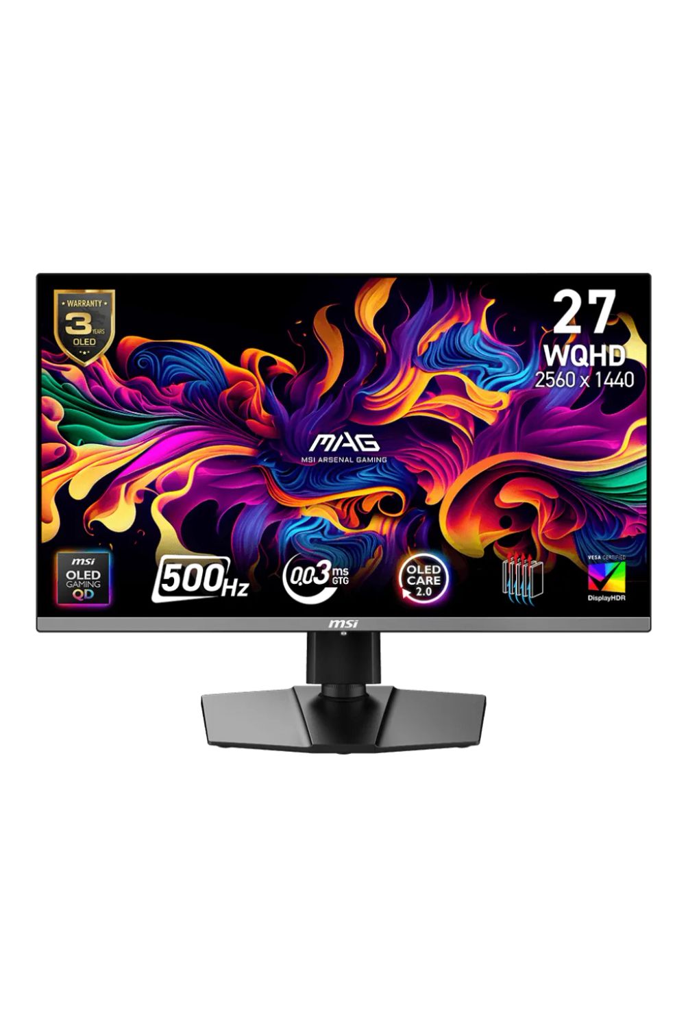 MSI Monitor Gamer Plano MAG 272QP QD-OLED X50 27 QHD 500Hz 003ms