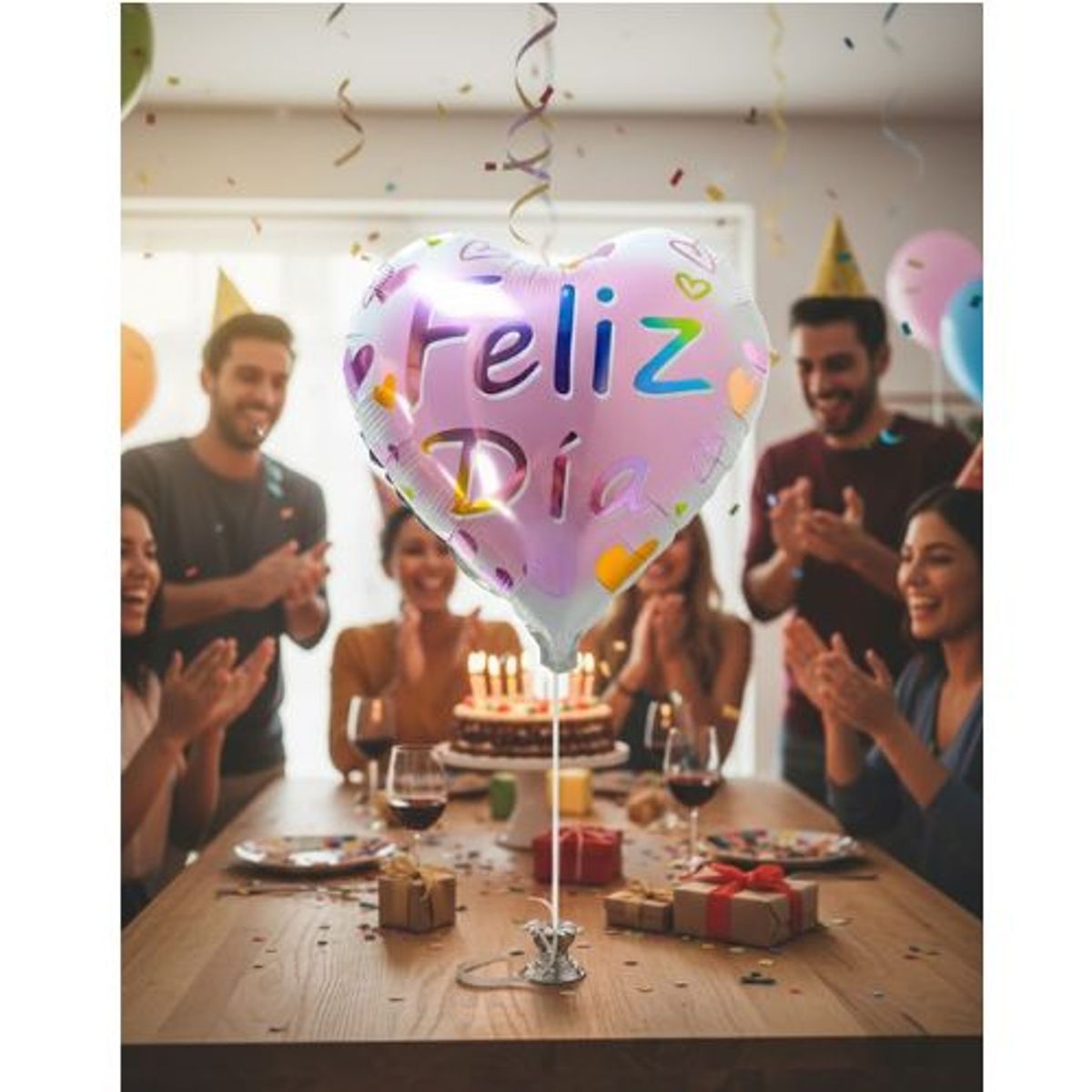 GENERICO - Globo Metálico 18 Corazón Feliz Dia Rosado