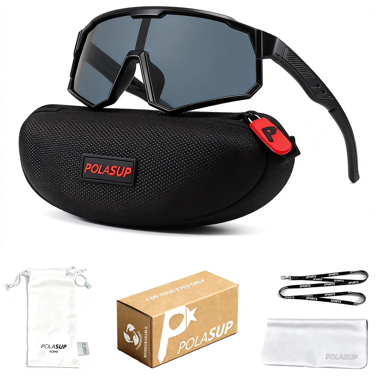 POLASUP - Lentes de Sol POLASUP Deportivos Polarizados UV400 9958P Unisex correr ciclismo