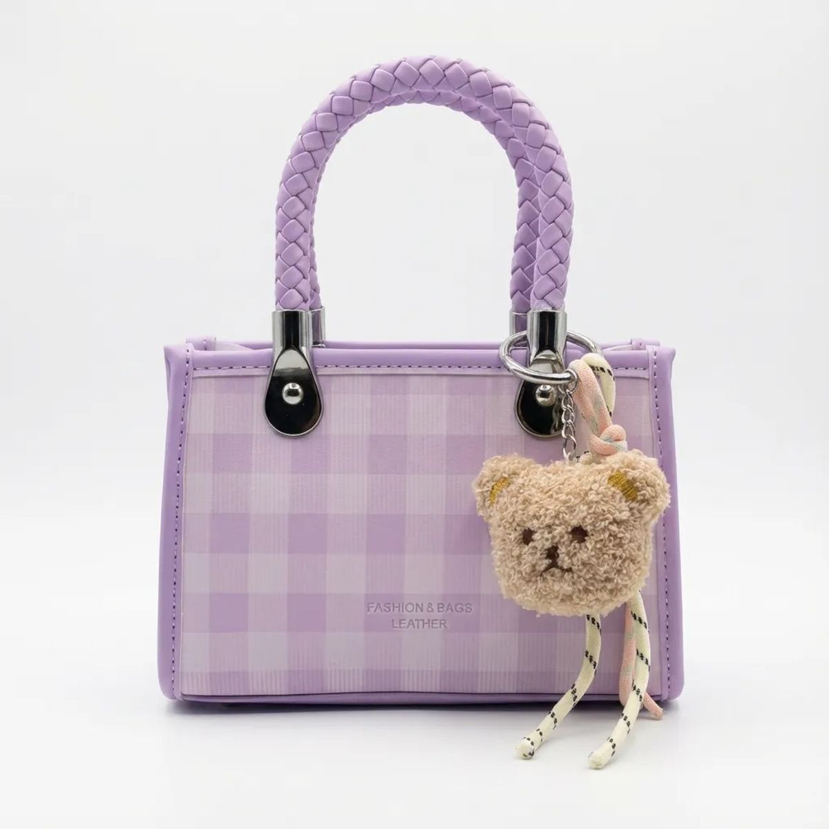 BOVINITA - Cartera Mujer Bandolera Lila Handbag Cute Oso Kawai Charms