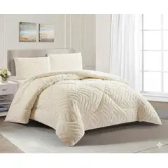 GENERICO - COBERTOR DE INVIERNO KING CON CHIPORRO DISEÑO TEXTURIZADO RELIEVE HOJAS UNICOLOR TFI