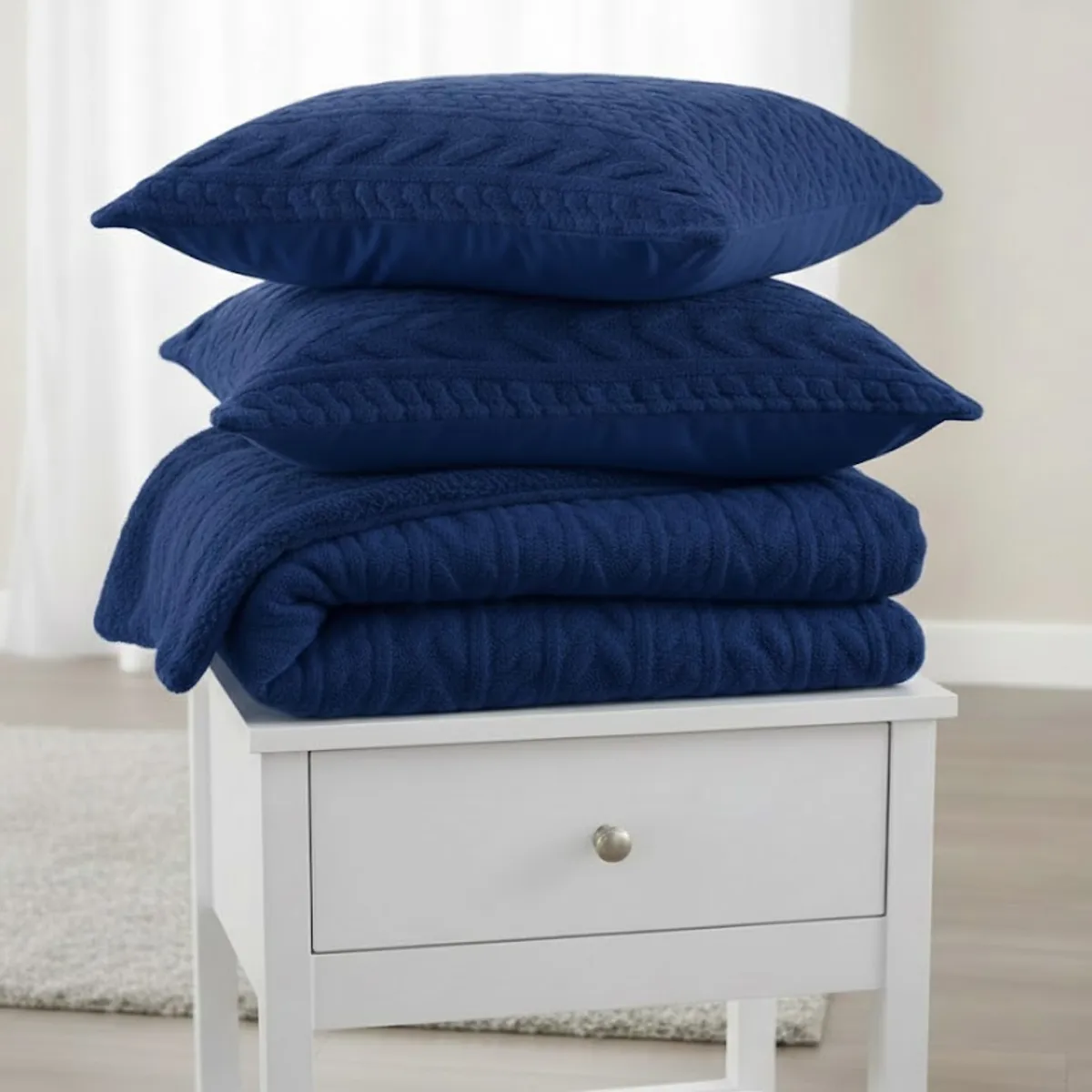 GENERICO - COBERTOR DE INVIERNO KING CON CHIPORRO DISEÑO TEXTURIZADO RELIEVE TRENZADO UNICOLOR TFI_.