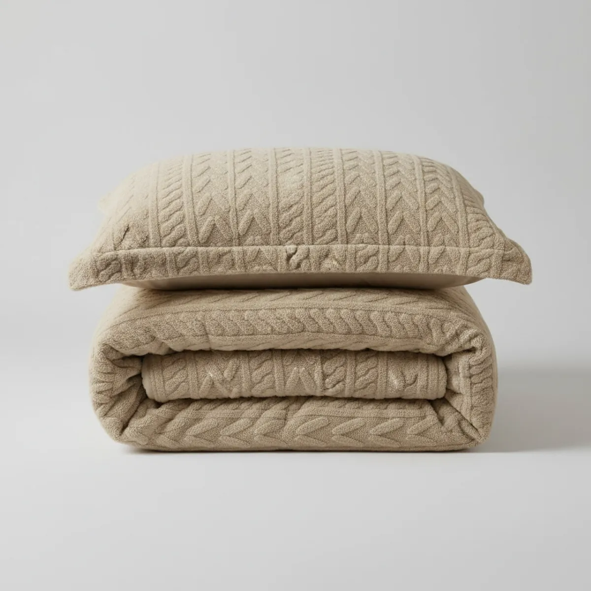 GENERICO - COBERTOR DE INVIERNO KING CON CHIPORRO DISEÑO TEXTURIZADO RELIEVE TRENZADO UNICOLOR TFI_.