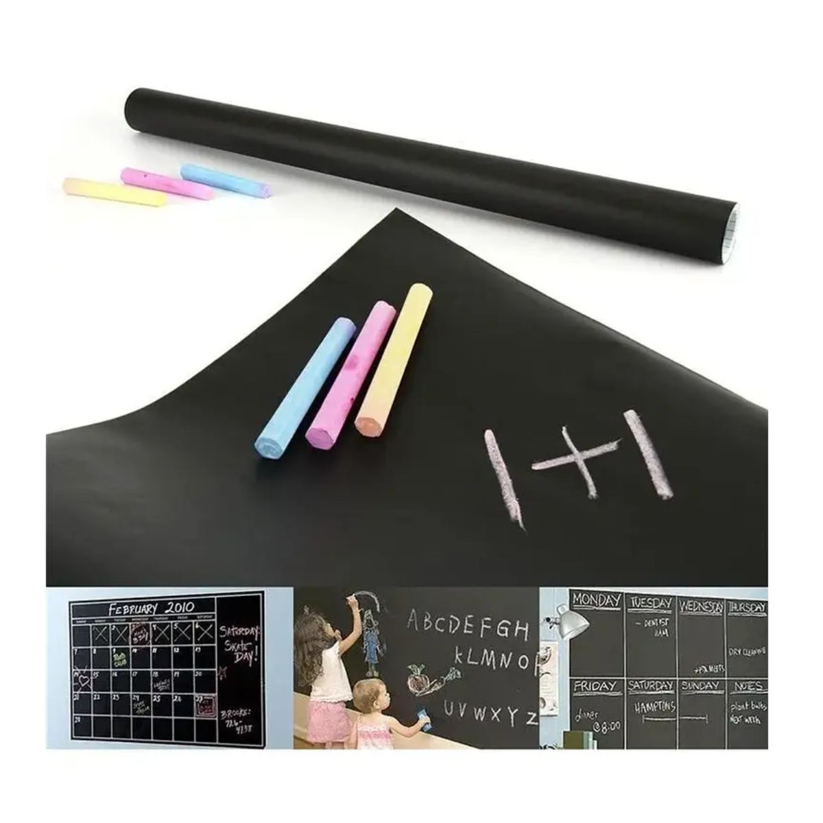 GENERICO - Pizarra Sticker Autoadhesiva Vinilo + Tizas Surtidas