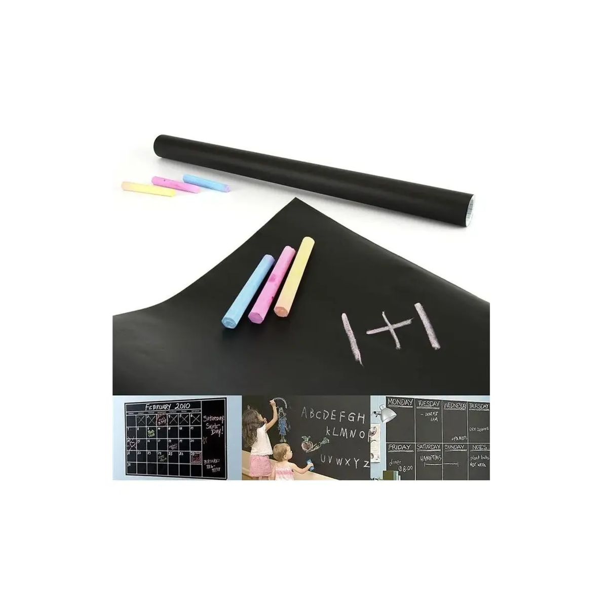 GENERICO - Pizarra Sticker Autoadhesiva Vinilo + Tizas Surtidas