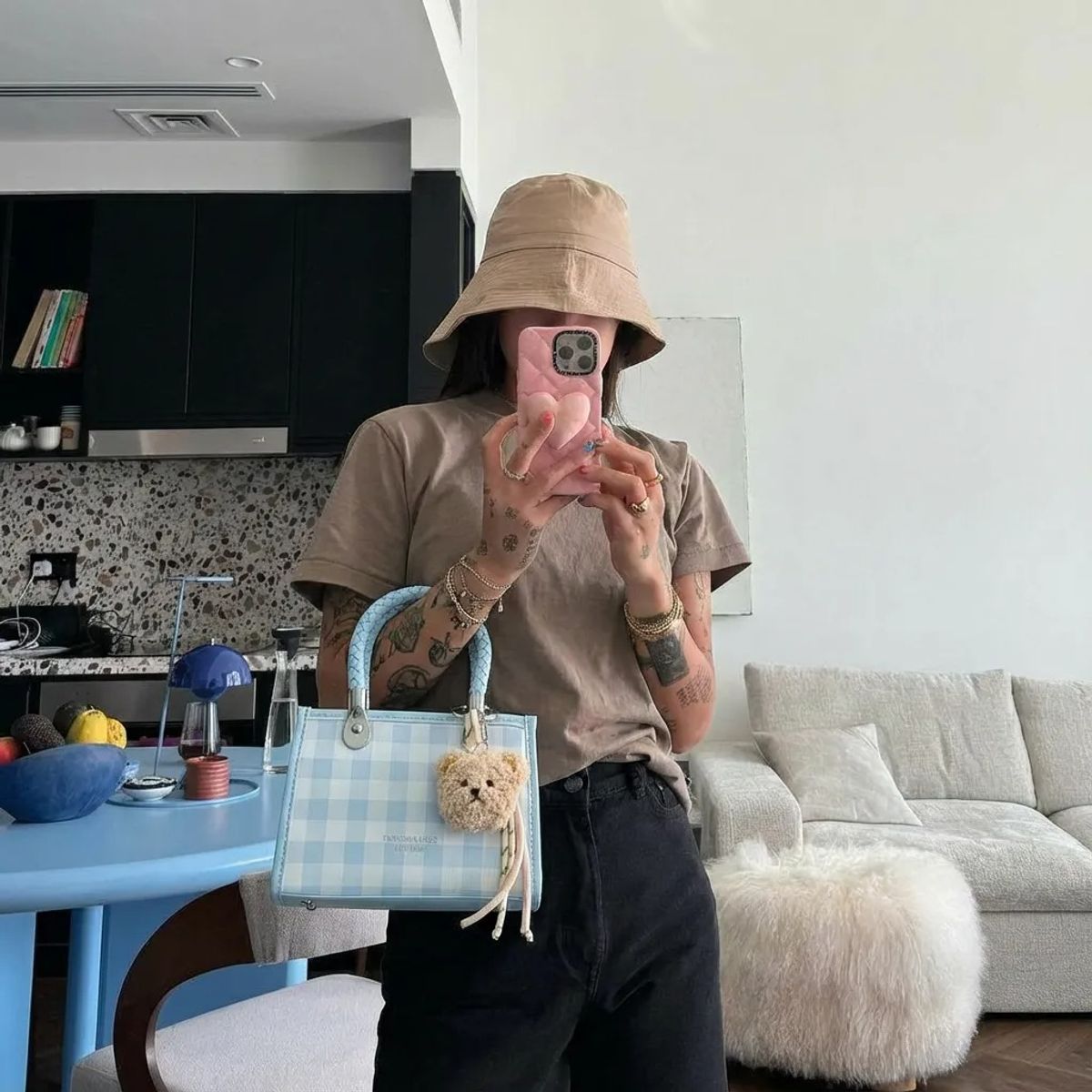 BOVINITA - Cartera Mujer Bandolera Celeste Handbag Correa Ajustable