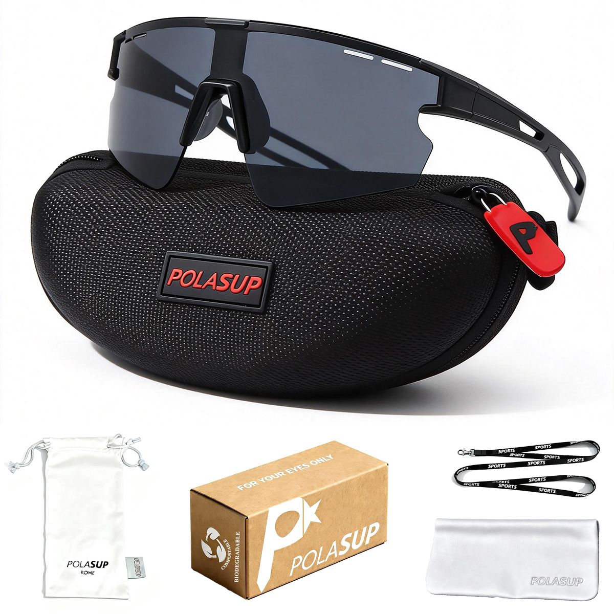 POLASUP - Lentes de Sol POLASUP Deportivos Polarizados UV400 9958P Unisex correr ciclismo