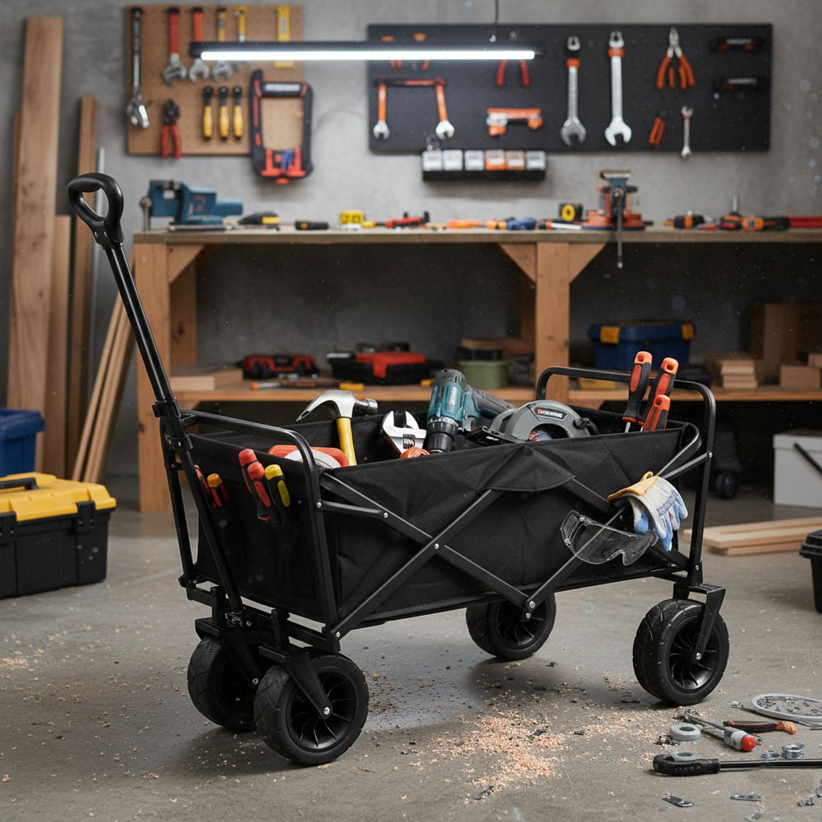 DOER - Carro para Compras Plegable Negro 90x58x58cm
