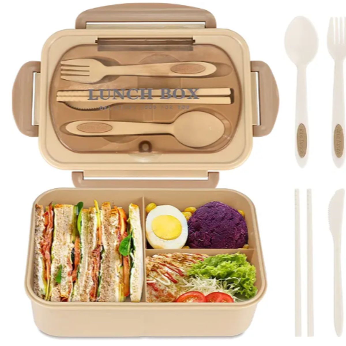 GENERICO - Taper Hermico Para Comidas Contenedor + Cubiertos Colores Surtidos