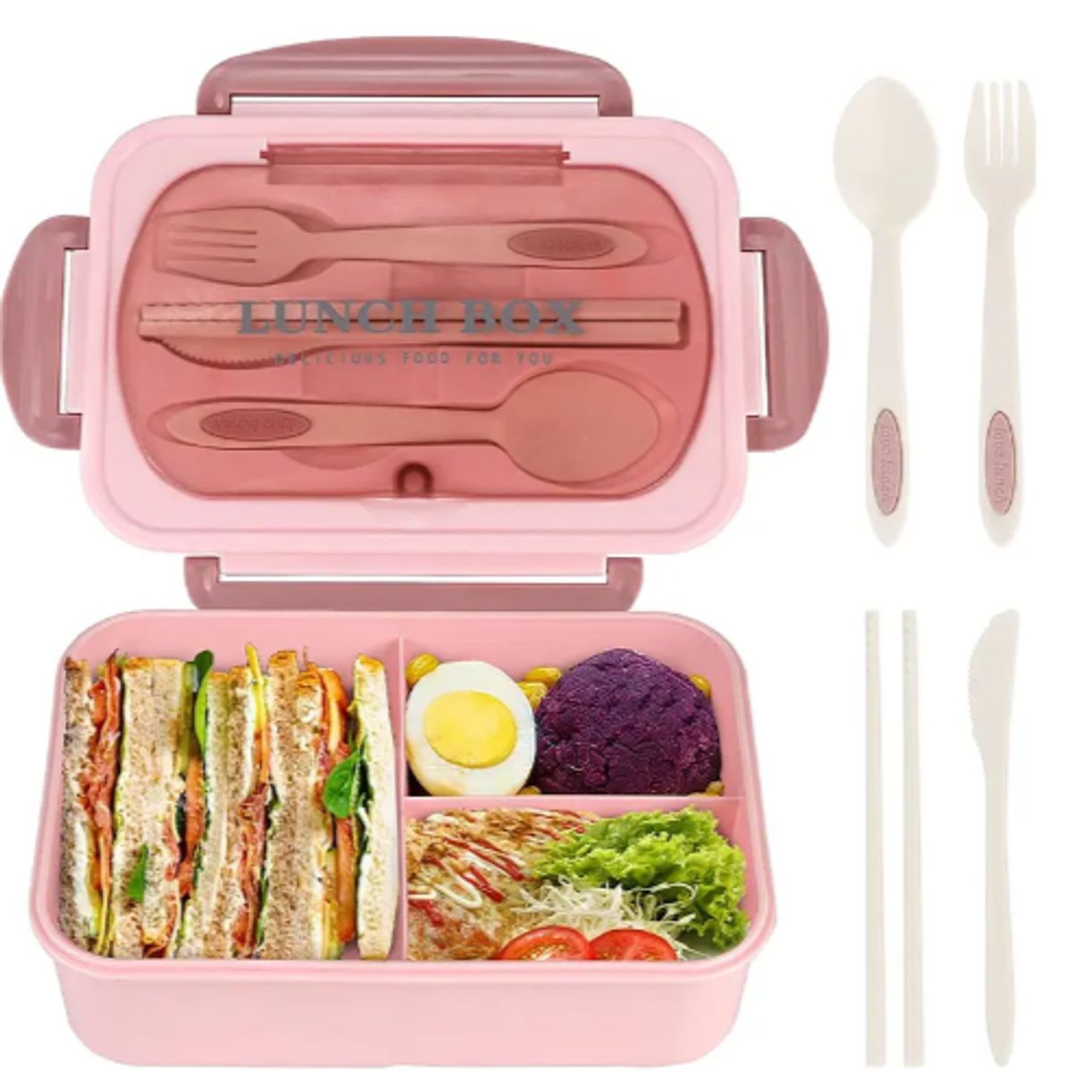GENERICO - Taper Hermico Para Comidas Contenedor + Cubiertos Colores Surtidos
