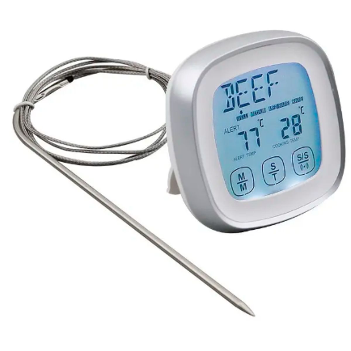 GENERICO - Termómetro Temporizador Digital Para Carnes Asado Parrilla A Pilas