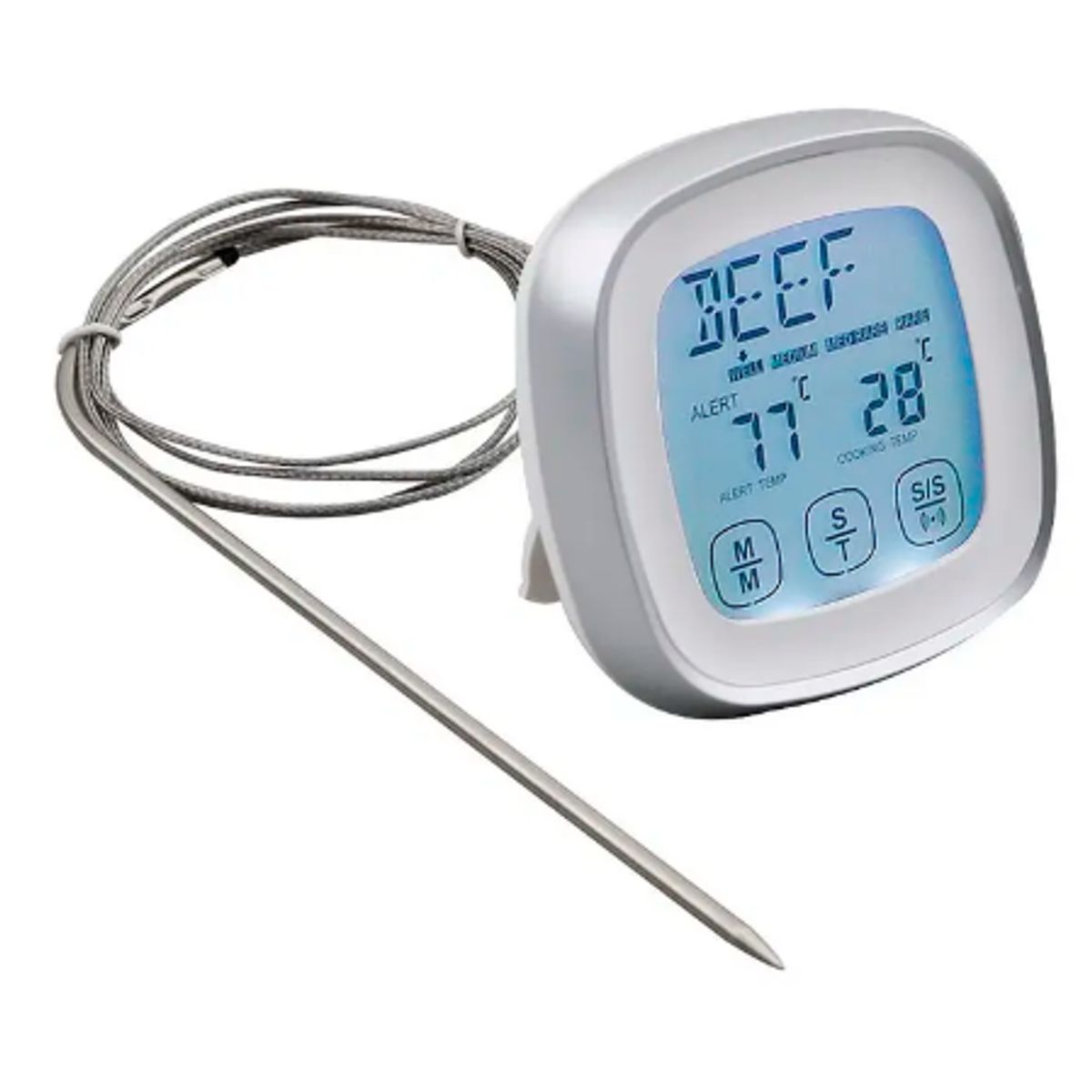 GENERICO - Termómetro Temporizador Digital Para Carnes Asado Parrilla A Pilas